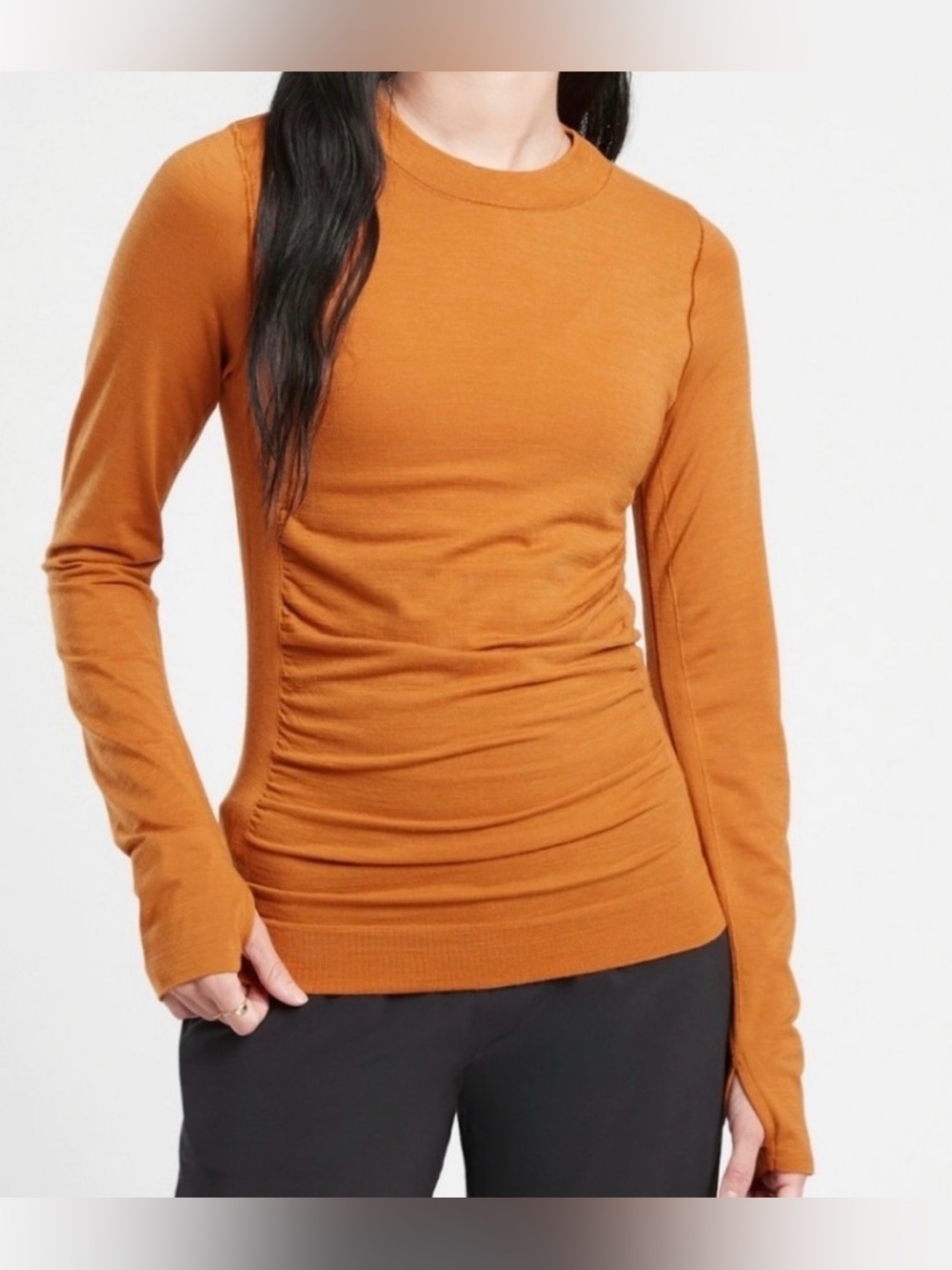 Athleta Foresthill Ascent Top WorkOut Long Sleeve Seamless Base Layer Wool Blend